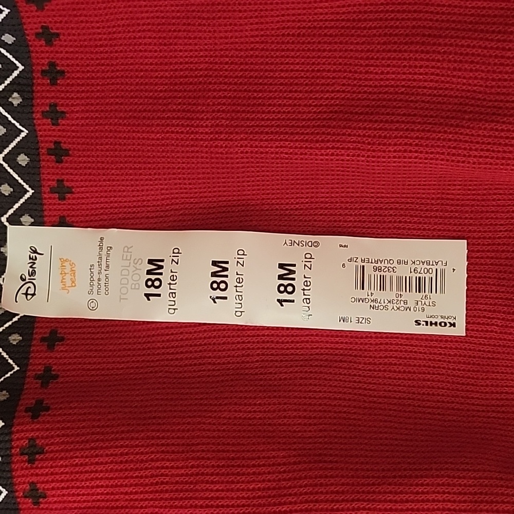 NWT Mickey Mouse Quarter Zip - Picture 2 of 3